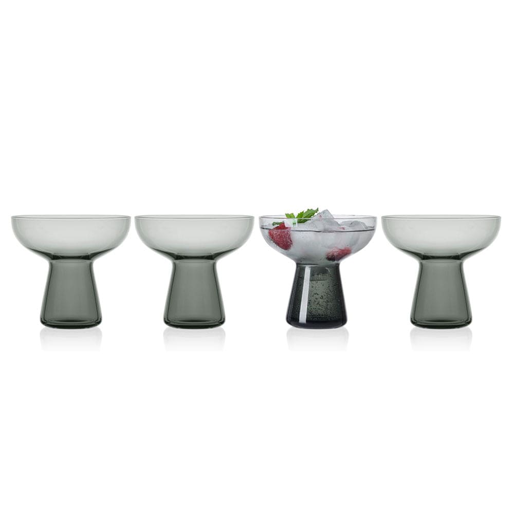 Phoebe Smoke Set of 4 Margarita Cocktail Glasses