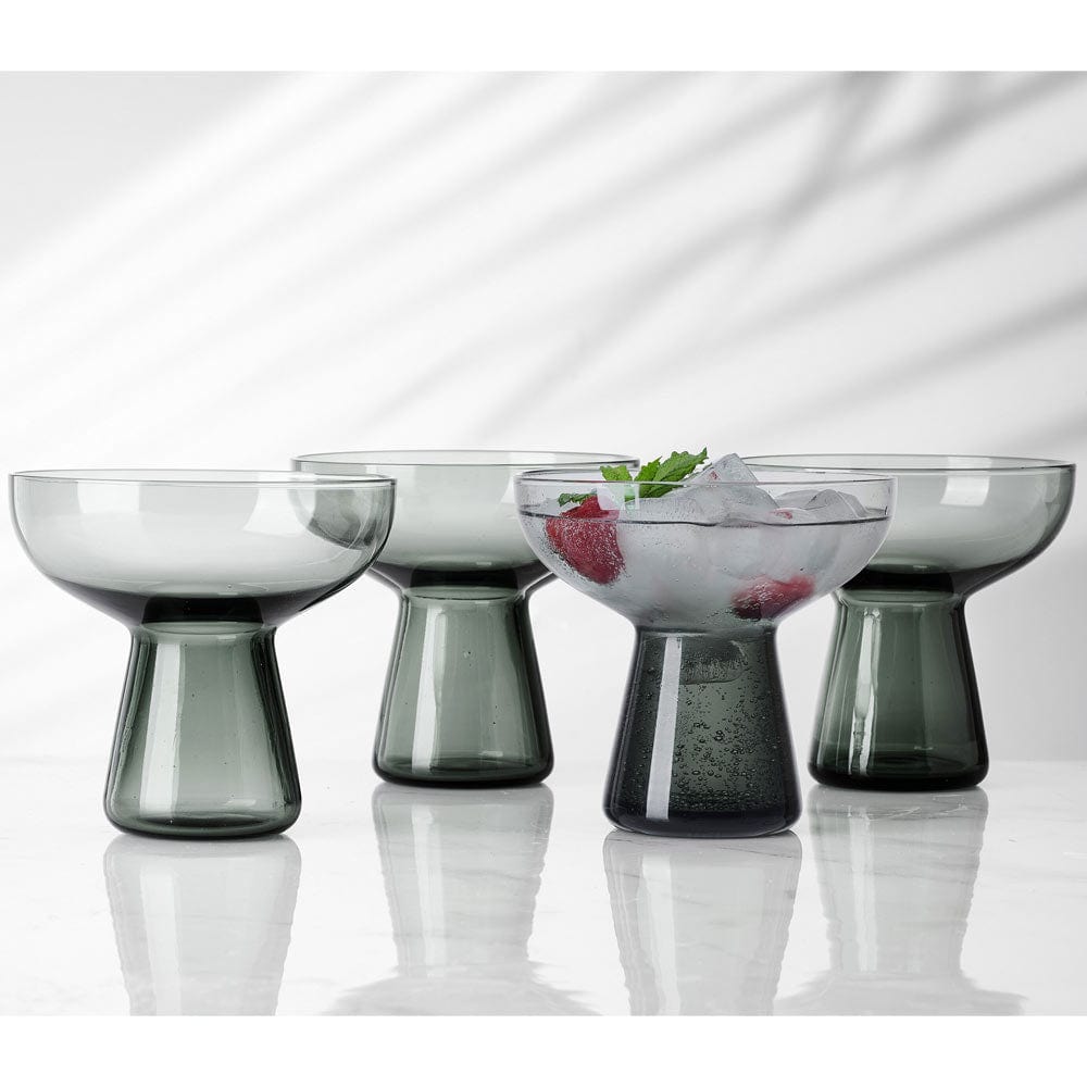 Phoebe Smoke Set of 4 Margarita Cocktail Glasses