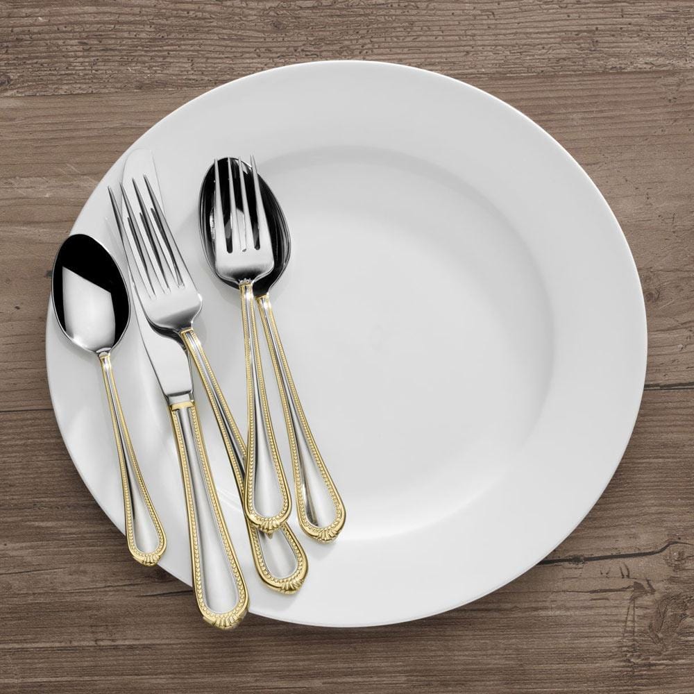 Regent Bead Gold 65 Piece Flatware Set, Service for 12