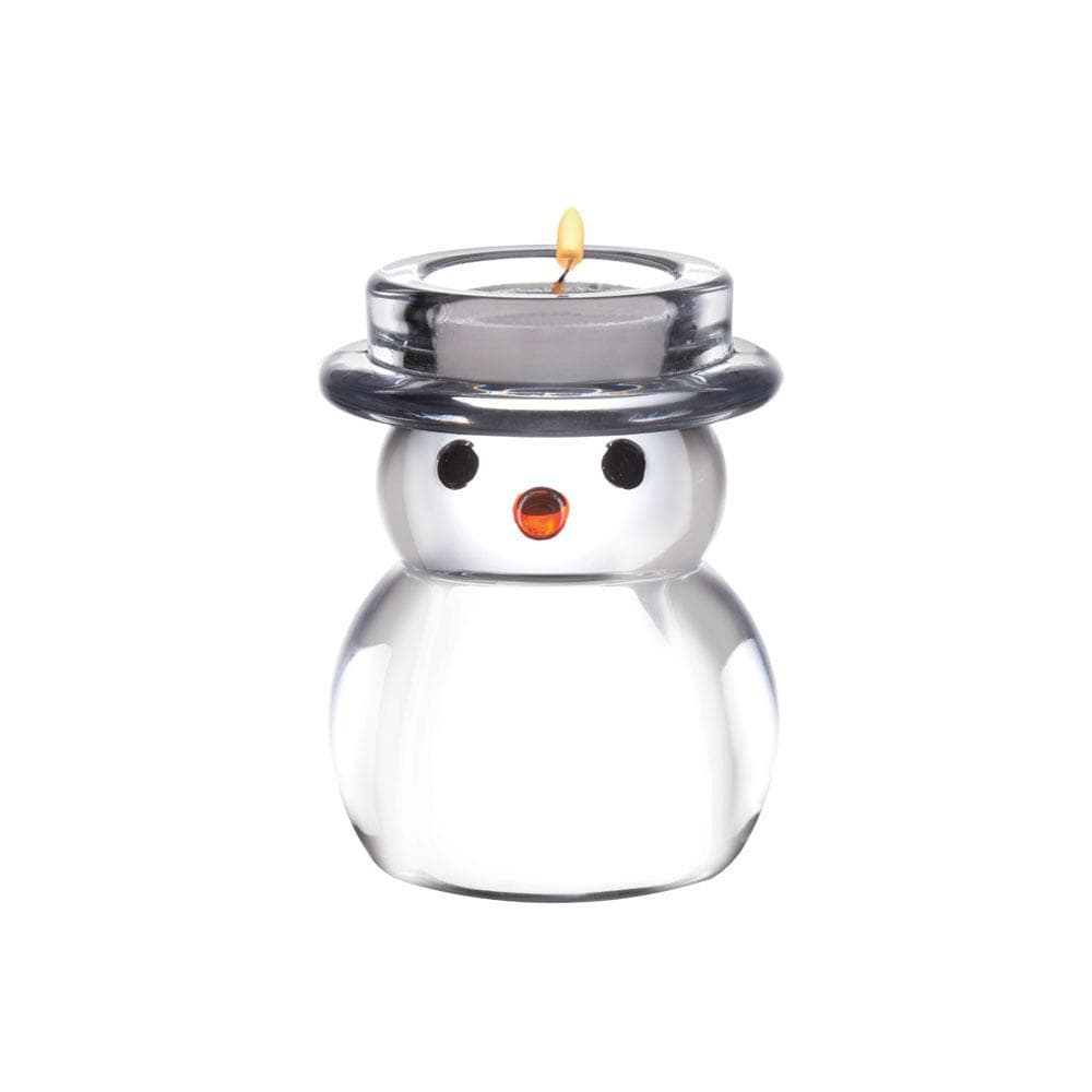 Rejoice Glass Snowman Tealight Holder