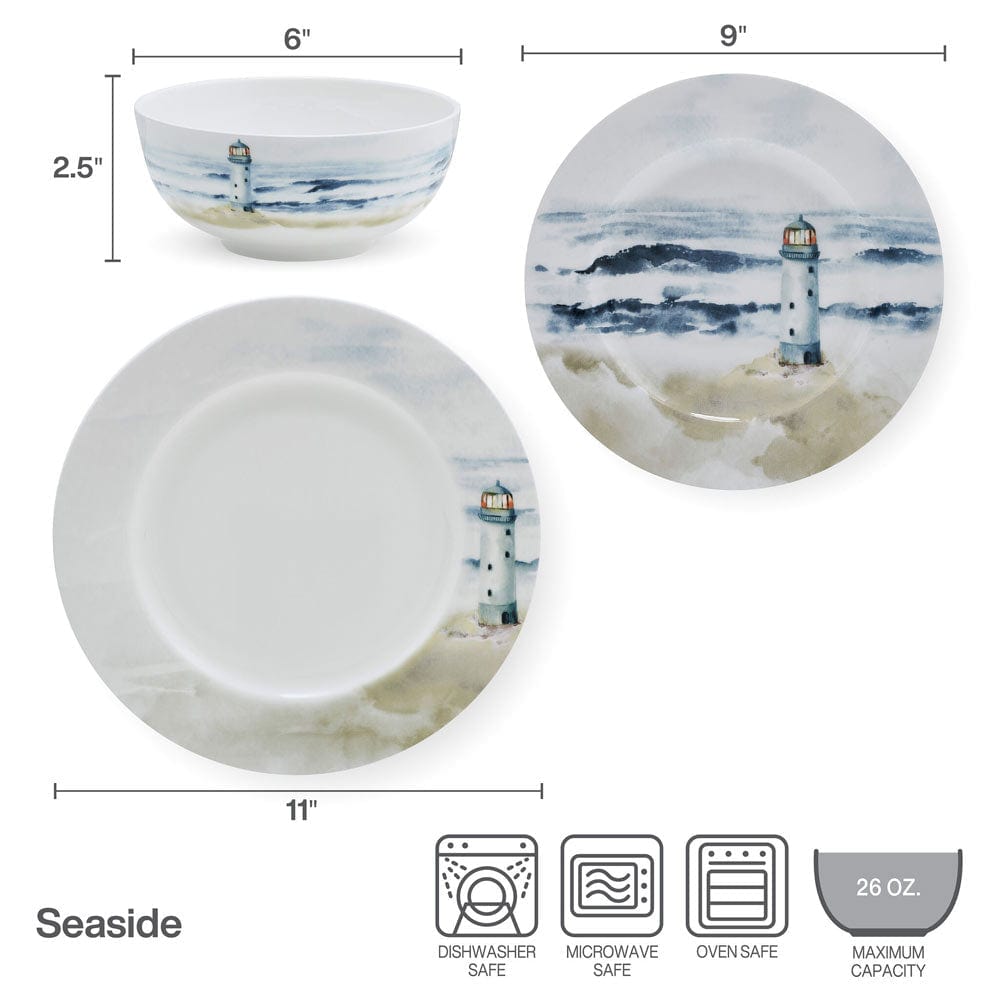 Seaside 12 Piece Dinnerware Set, Service for 4