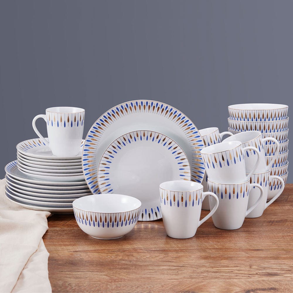 Starburst Blue 32 Piece Dinnerware Set, Service for 8