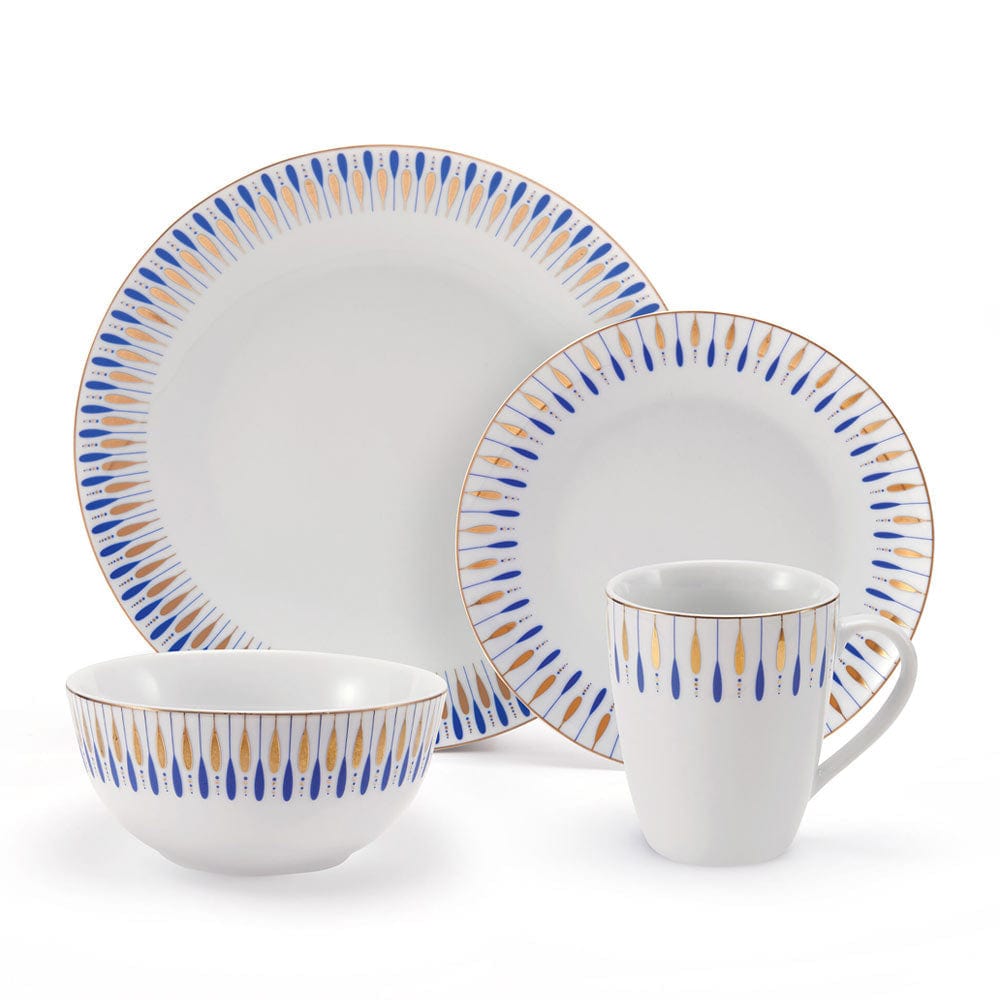 Starburst Blue 32 Piece Dinnerware Set, Service for 8