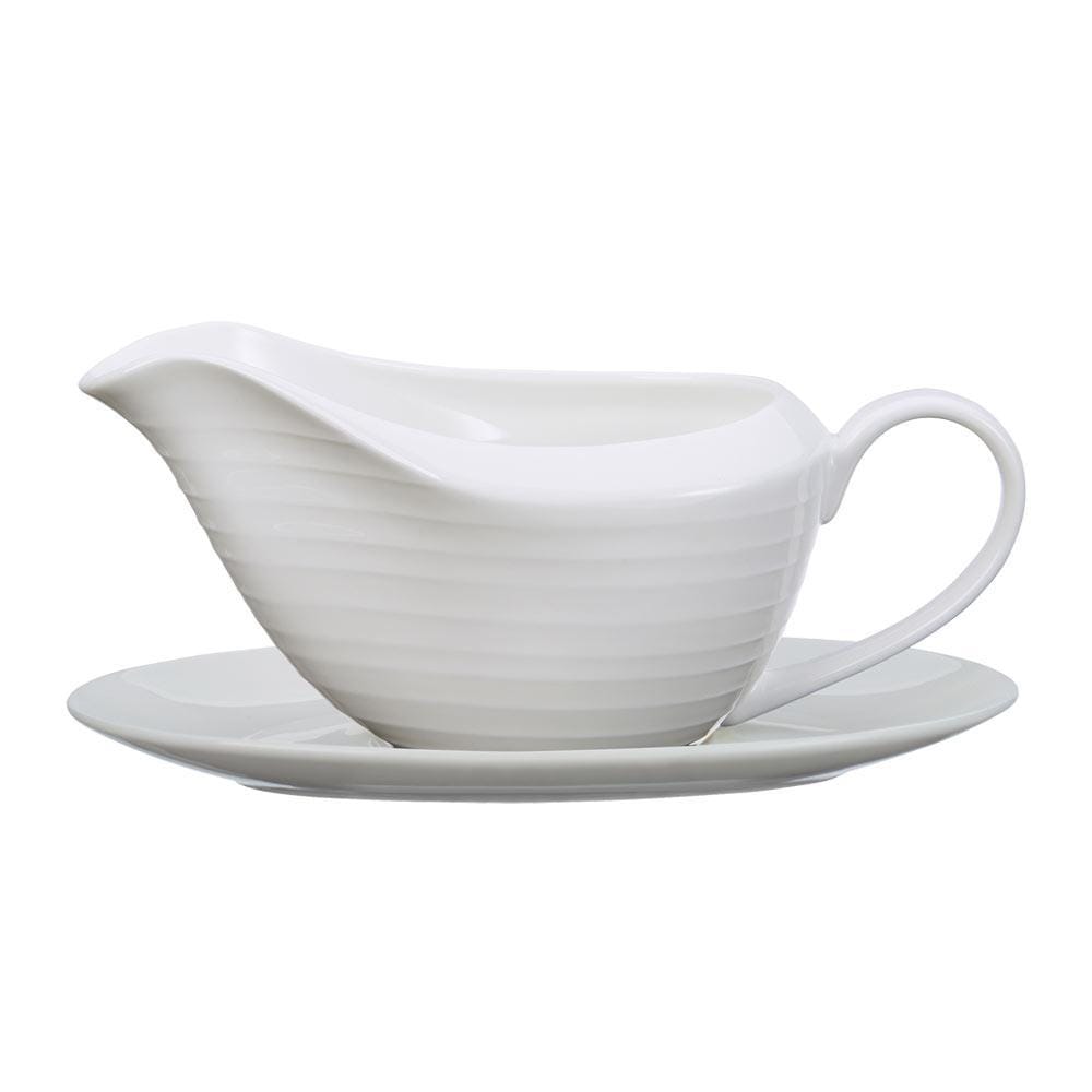 Swirl Bone Gravy Boat with Stand Mikasa