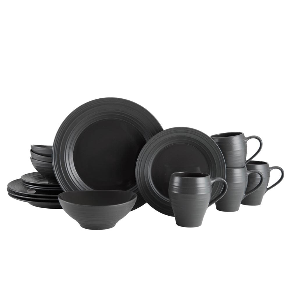 Swirl Graphite 16 Piece Dinnerware Set, Service for 4