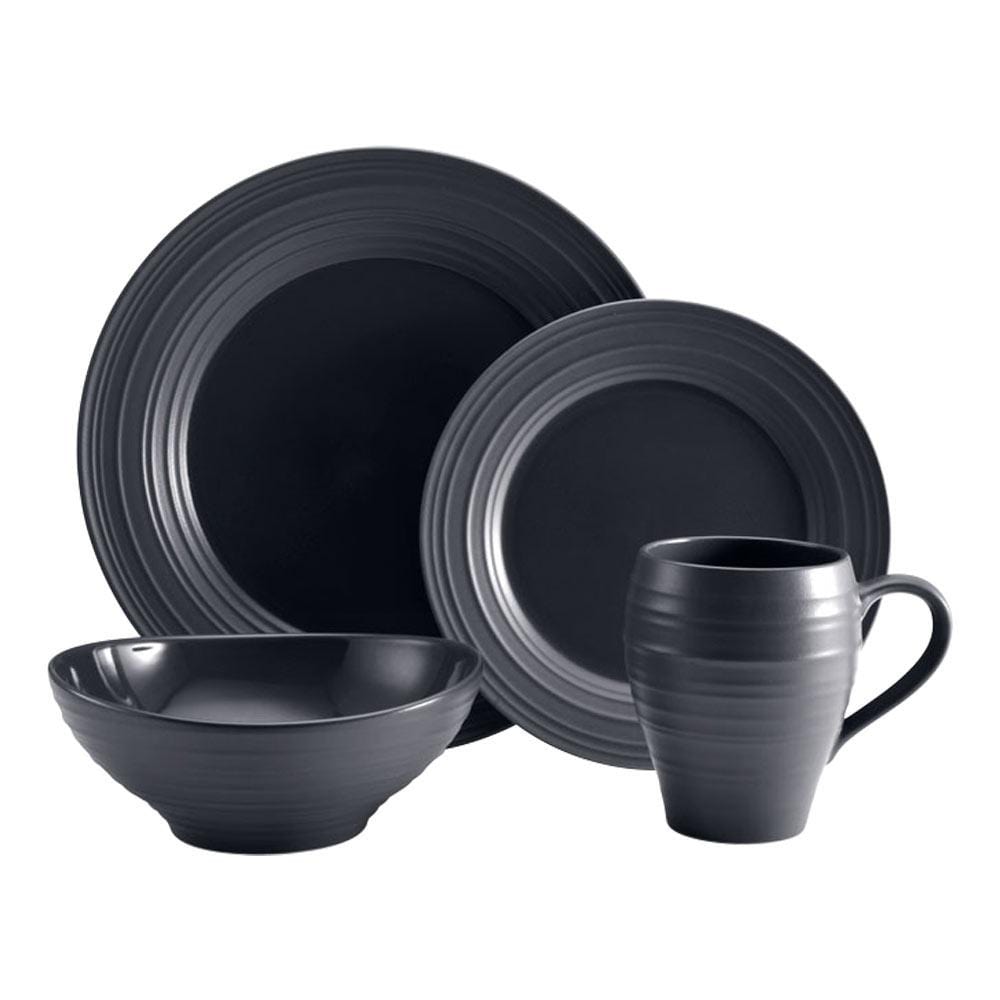 Swirl Graphite 16 Piece Dinnerware Set, Service for 4
