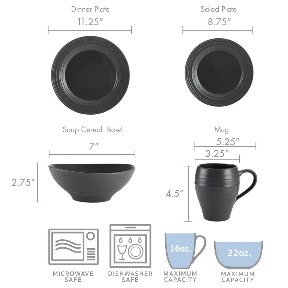 Swirl Graphite 4 Piece Place Setting