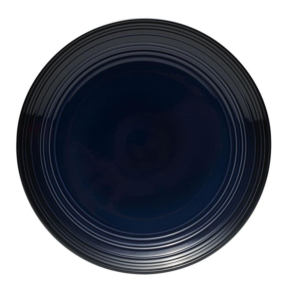 Swirl Black Coupe with Cobalt Ombre Accent 16 Piece Dinnerware Set, Service for 4