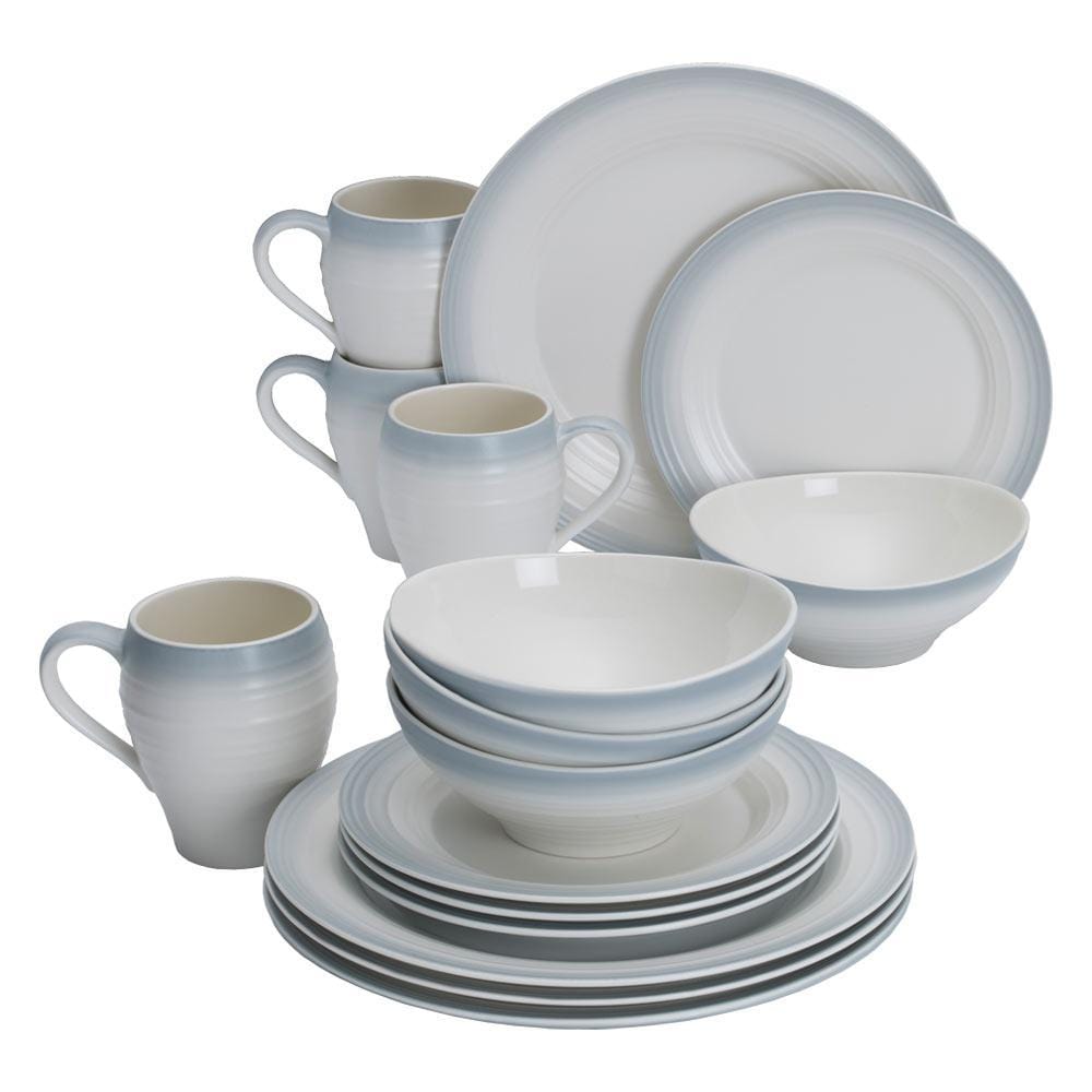 Swirl Ombre Grey 16 Piece Dinnerware Set, Service for 4