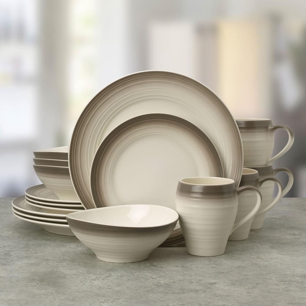 Swirl Ombre Mocha 16 Piece Dinnerware Set, Service for 4