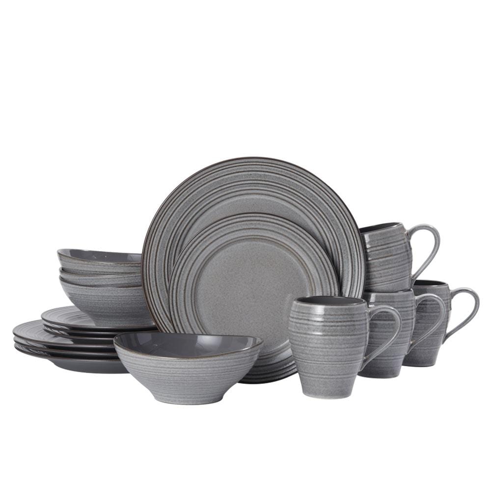 Swirl Speckle Graphite 16 Piece Dinnerware Set, Service for 4