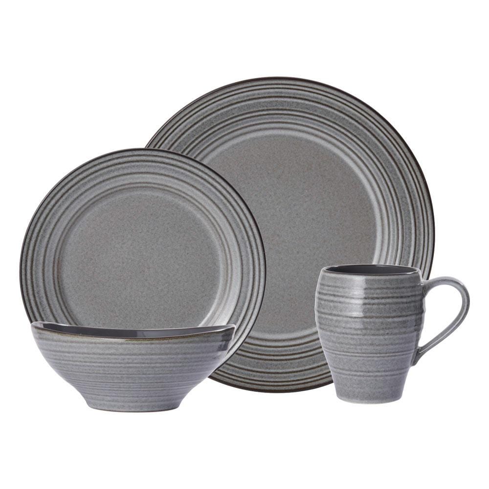 Swirl Speckle Graphite 16 Piece Dinnerware Set, Service for 4