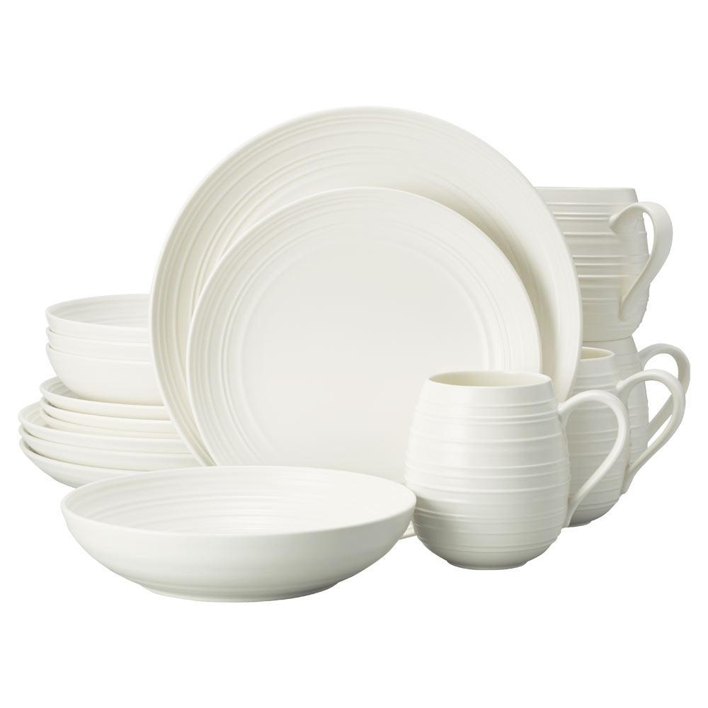 Swirl White Coupe 16 Piece Dinnerware Set, Service for 4