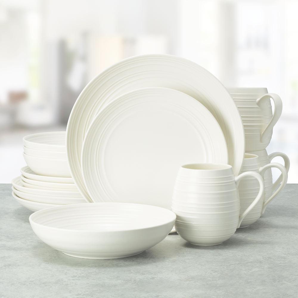 Swirl White Coupe 16 Piece Dinnerware Set, Service for 4