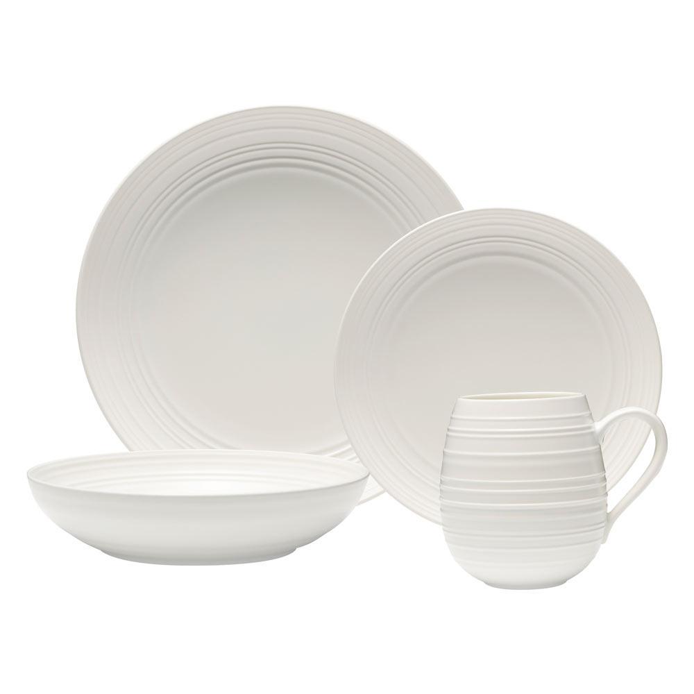 Swirl White Coupe 16 Piece Dinnerware Set, Service for 4