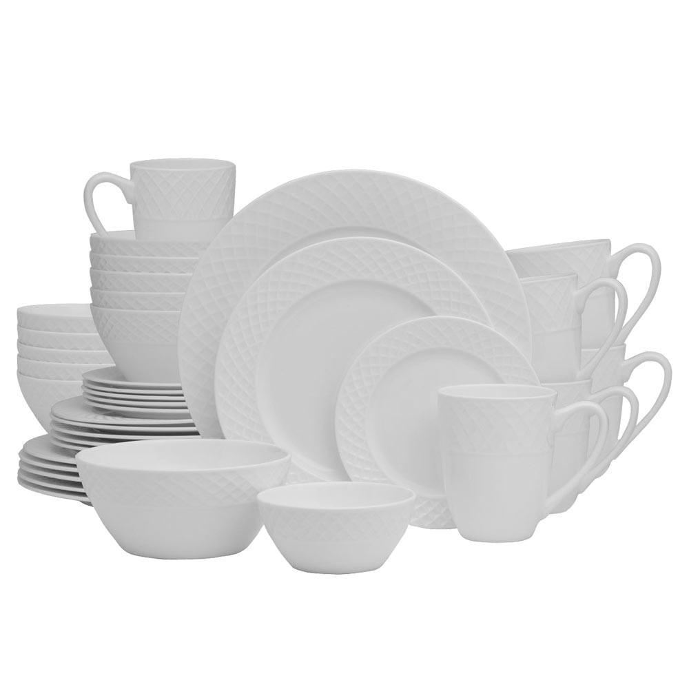 Trellis White 36 Piece Dinnerware Set, Service for