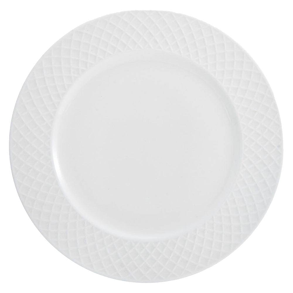 Trellis White Set of 4 Dinner Plates