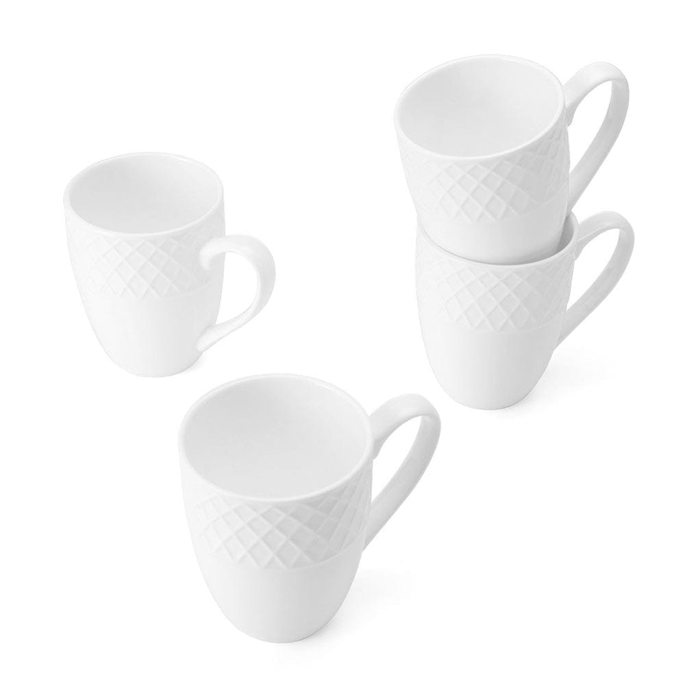 Trellis White Set of 4 Mugs
