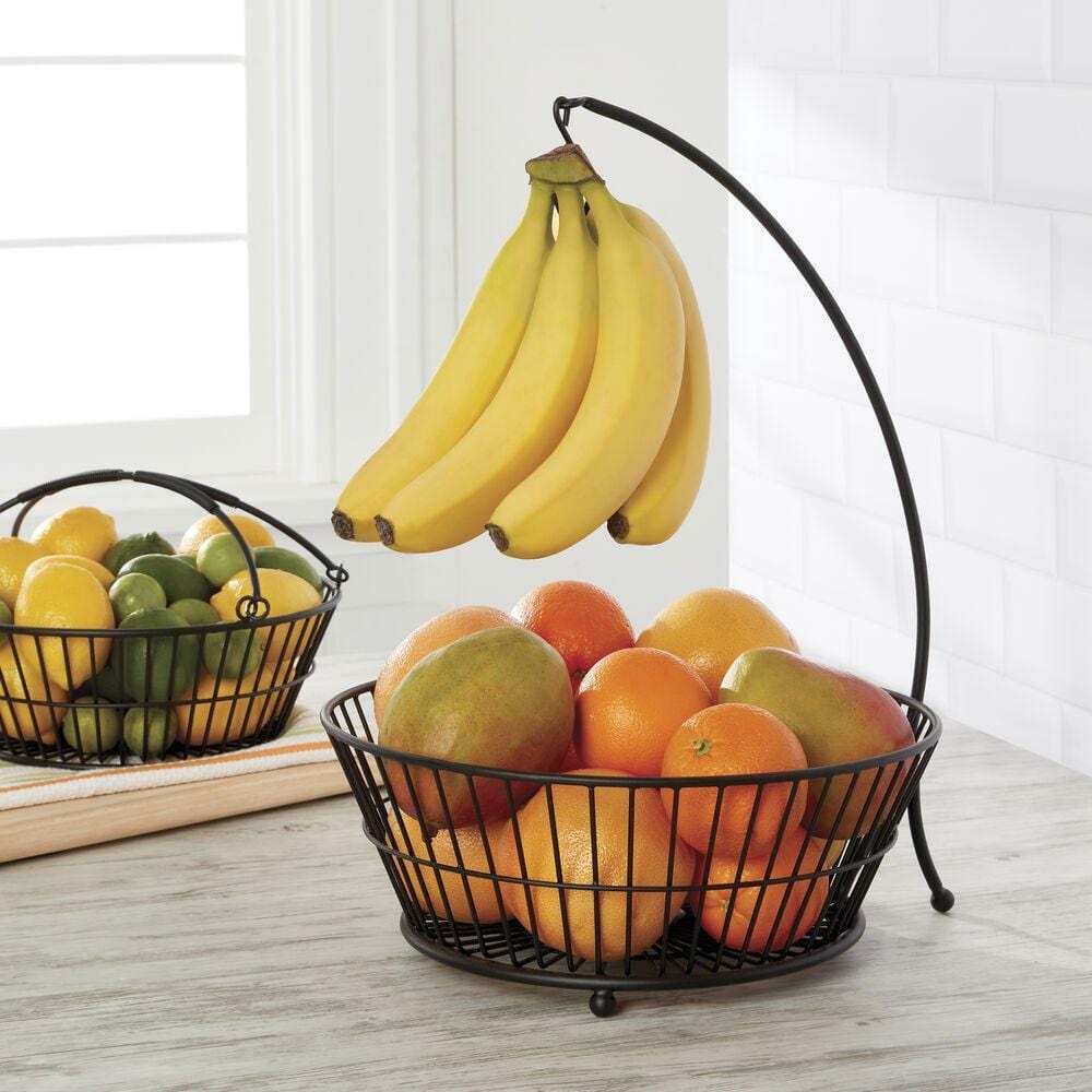 Gourmet Basics by Mikasa Tully 2-Tier Basket with Banana Hook, Black