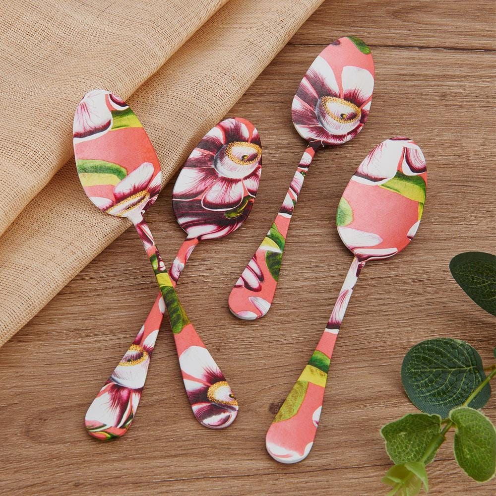 Vintage Botanical Set of 4 Teaspoons