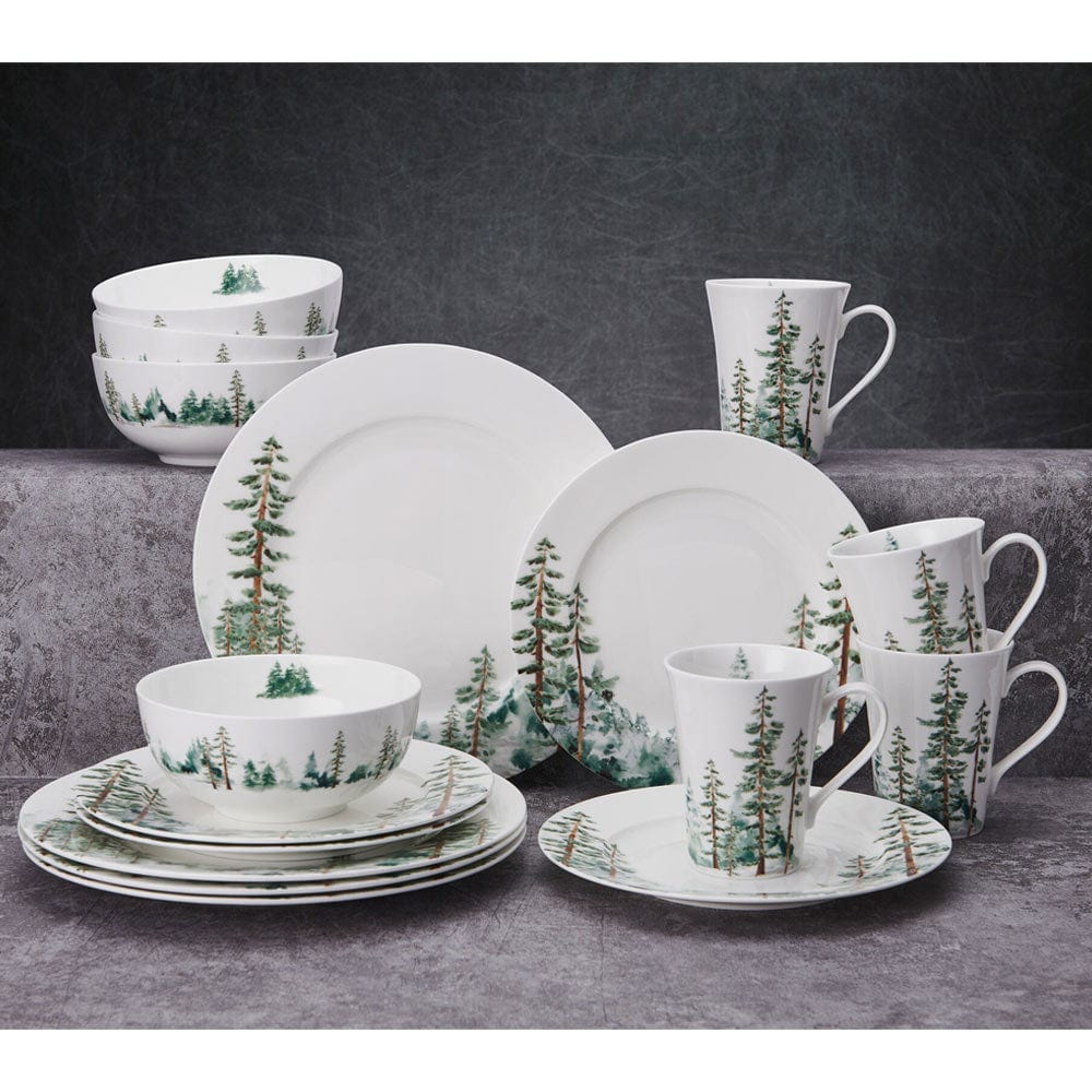 Watercolor Forest 16 Piece Dinnerware Set, Service for 4