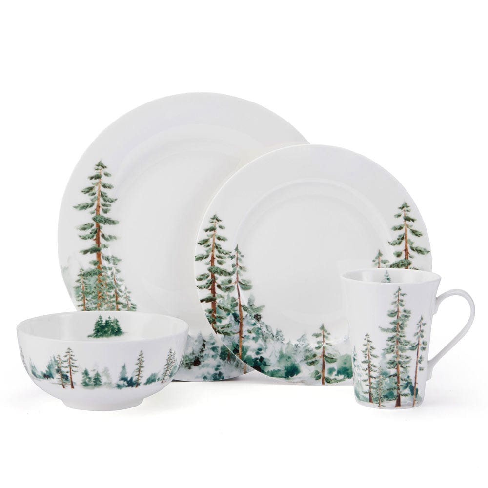 Watercolor Forest 16 Piece Dinnerware Set, Service for 4