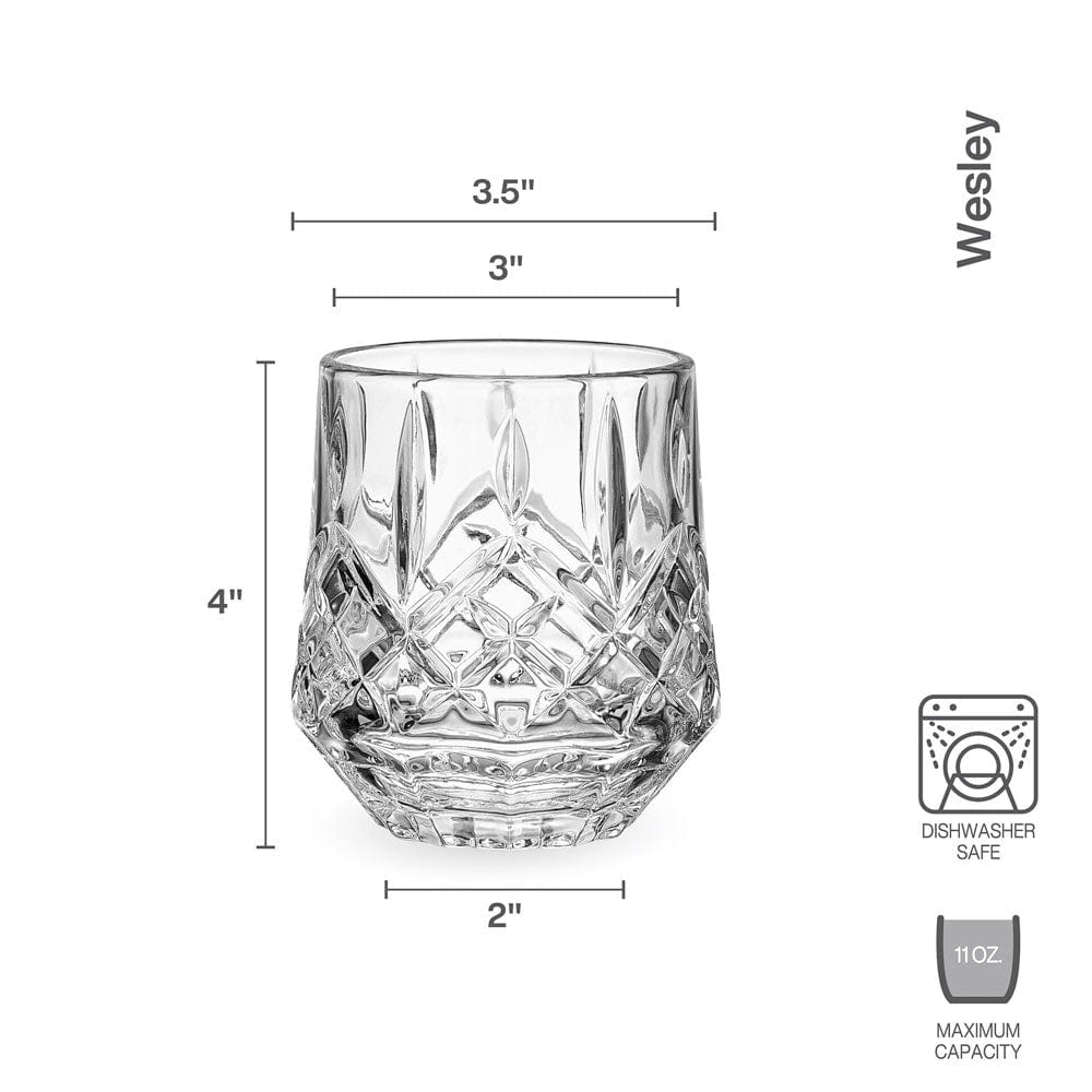 Wesley Set of 4 Double Old Fashioned Whiskey Glasses