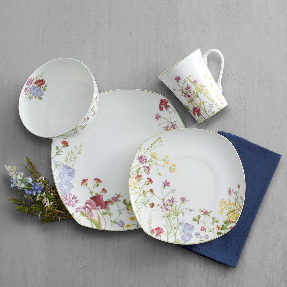 Bone china coffee or tea mugs, wildflowers design, set of 2