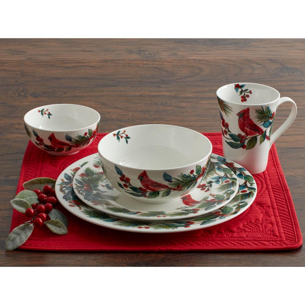 Winter Cardinal Set of 4 Soup Cereal Bowls
