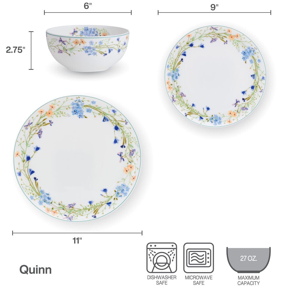 Quinn 12 Piece Dinnerware Set, Service for 4 - Thumbnail 4