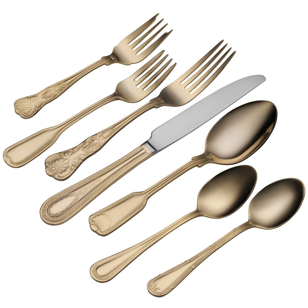 Hotel Gold Plated 90 Piece Flatware Set, Service for 12