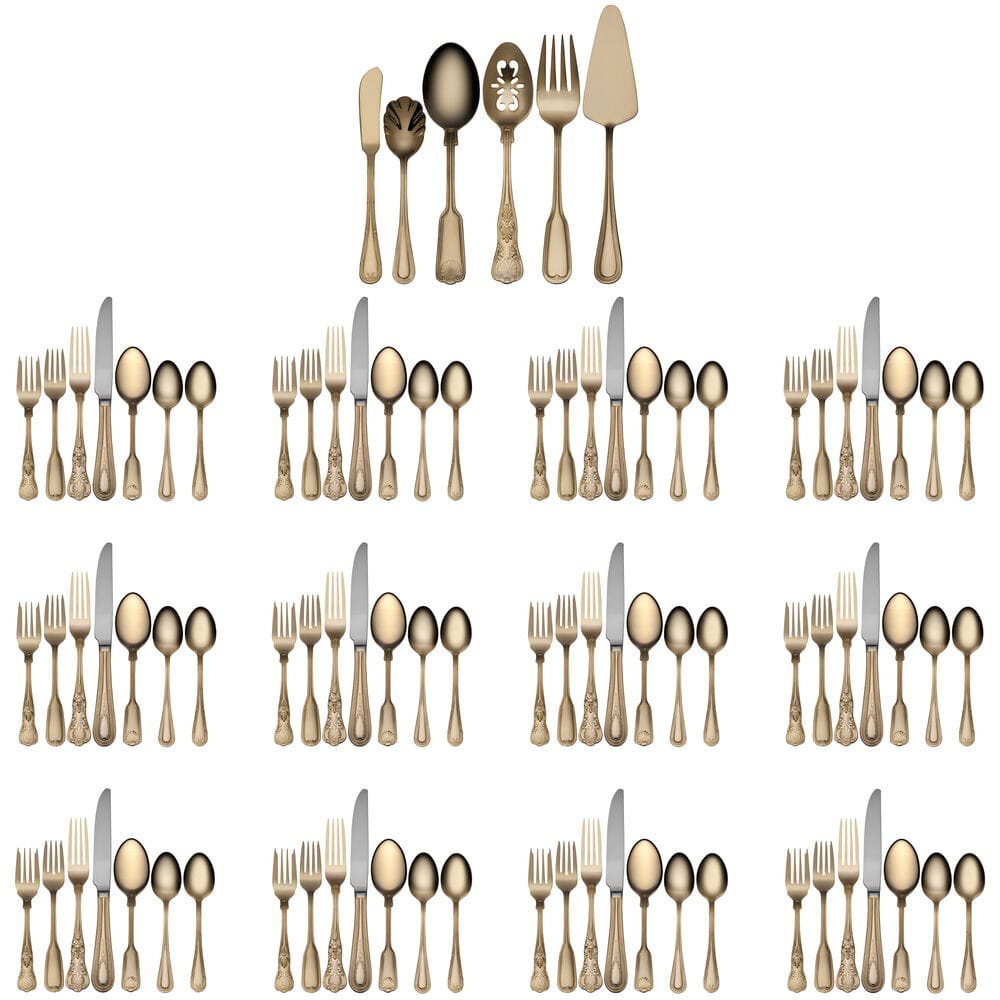 Hotel Gold Plated 90 Piece Flatware Set, Service for 12