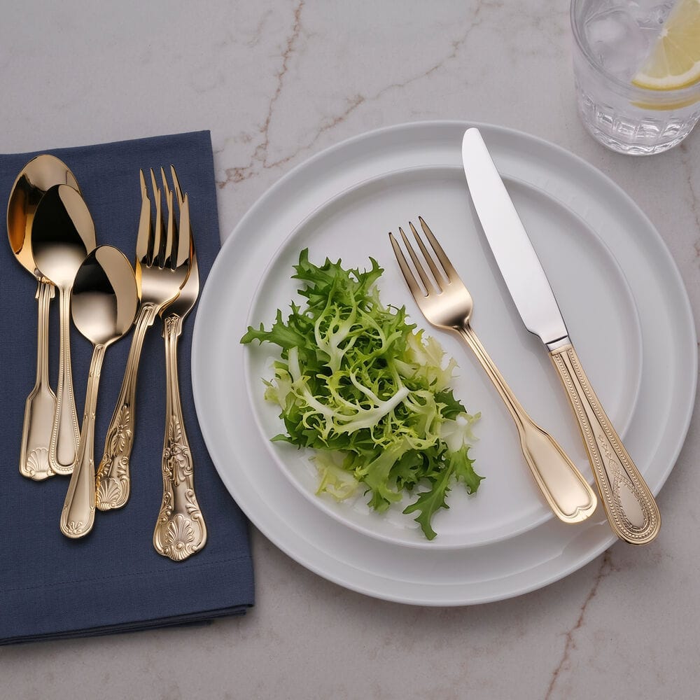 Hotel Gold Plated 90 Piece Flatware Set, Service for 12