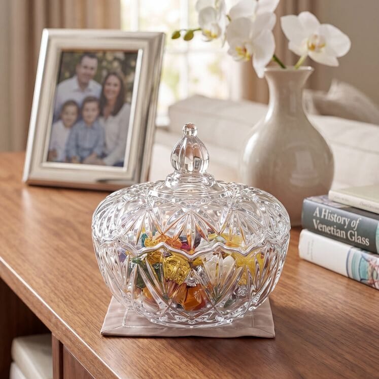 Saturn Glass Covered Candy Dish