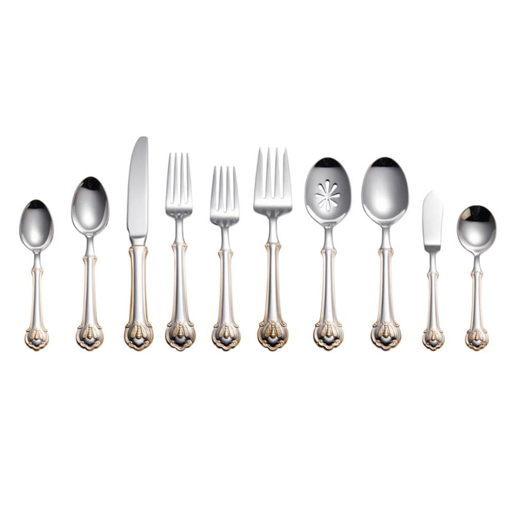 Wallace Napoleon Bee Gold Accent 45 Piece Flatware Set, Service for 8