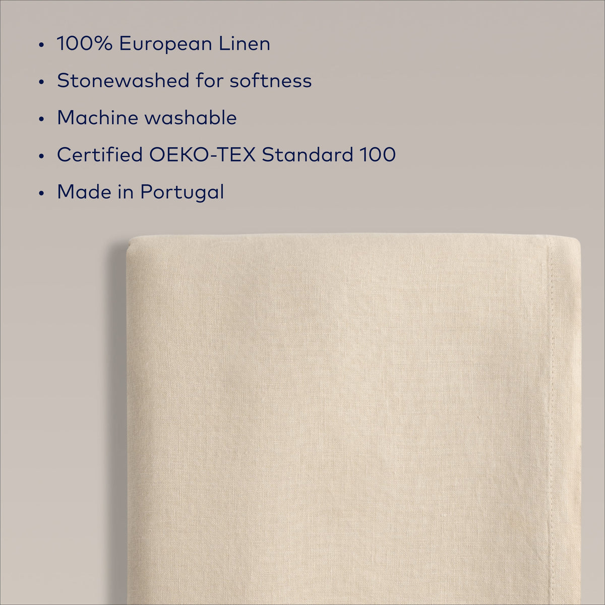 Dune Beige European Linen 55 x 110 Rectangular Tablecloth