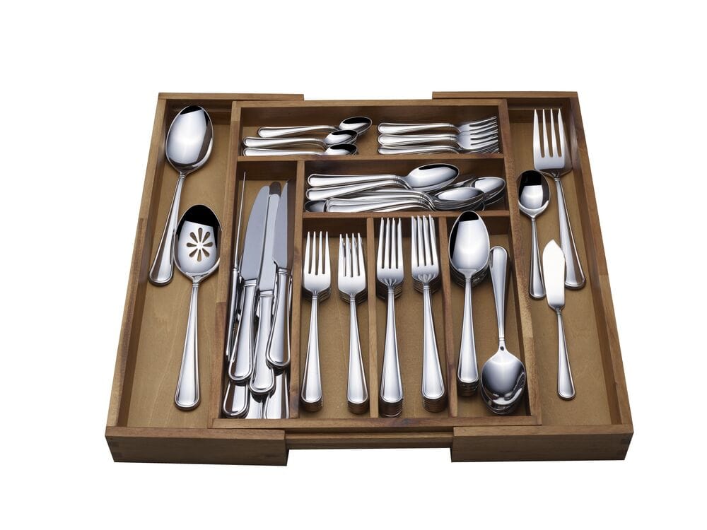 Virtuoso 114 Piece Flatware Set with Expandable Caddy, Service for 12