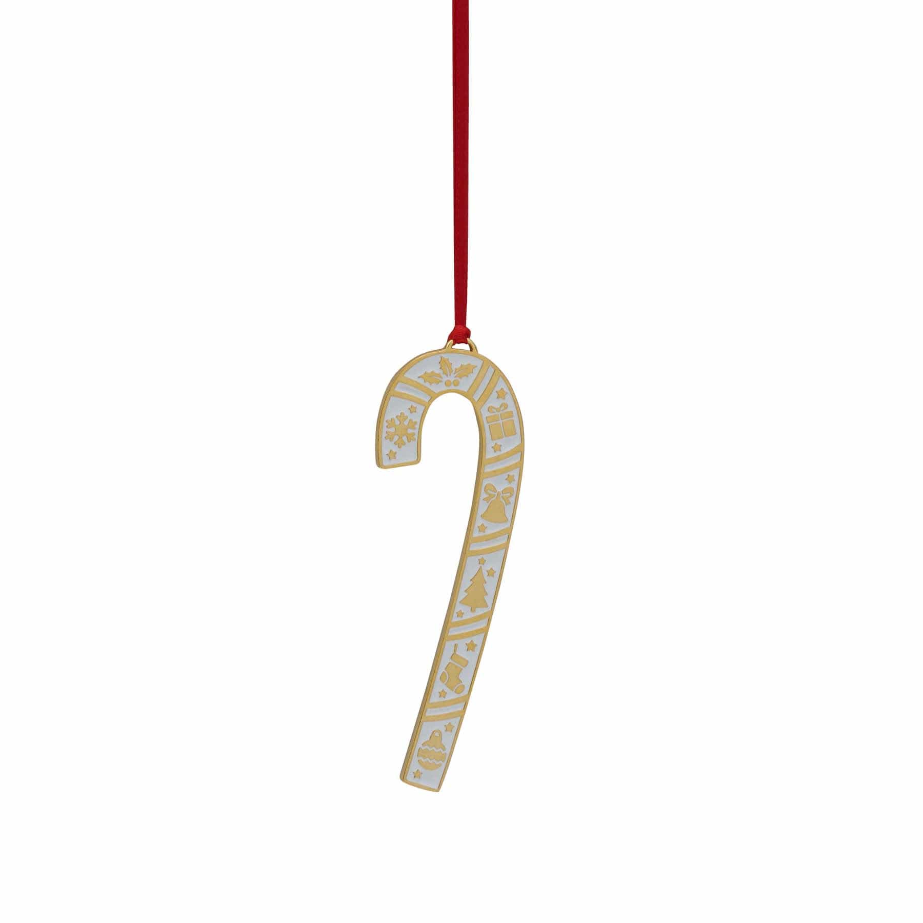 2025 Gold Plate & Enameled Candy Cane Ornament  45th Edition