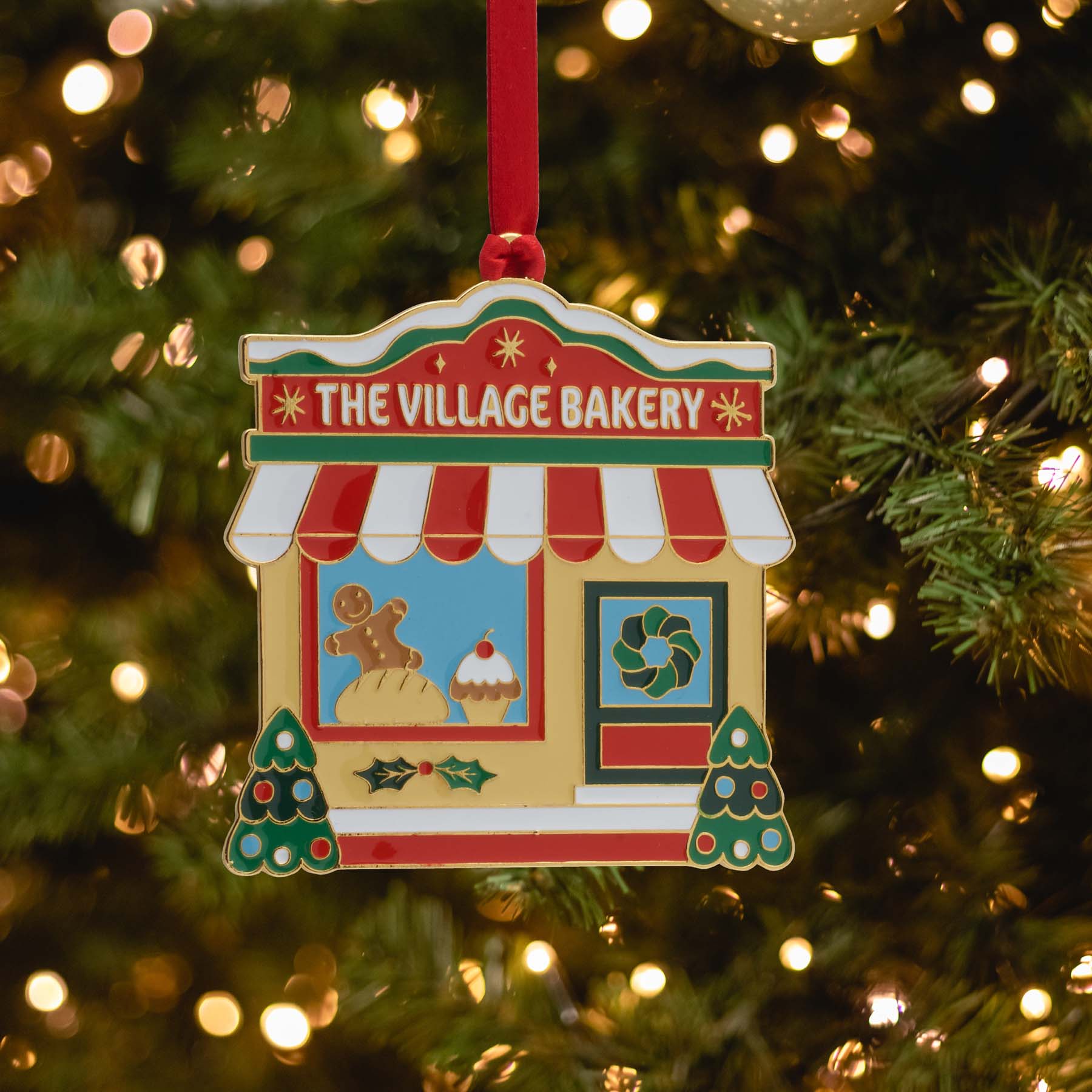 2025 Gold Plate & Enameled Christmas Village Ornament 2nd Edition