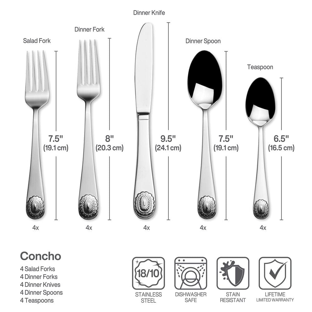 Concho 20 Piece Flatware Set, Service for 4