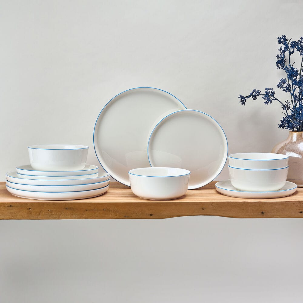 Samantha Blue Rim 12 Piece Dinnerware Set, Service for 4 - Thumbnail 4