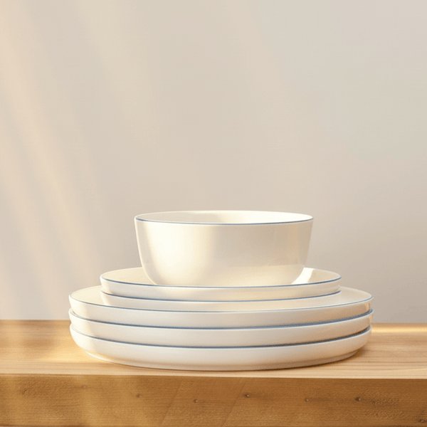 Samantha Blue Rim 12 Piece Dinnerware Set, Service for 4