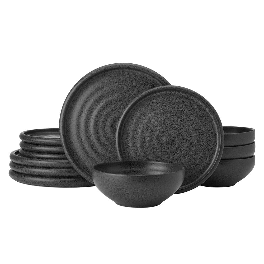 Declan Charcoal 12 Piece Dinnerware Set