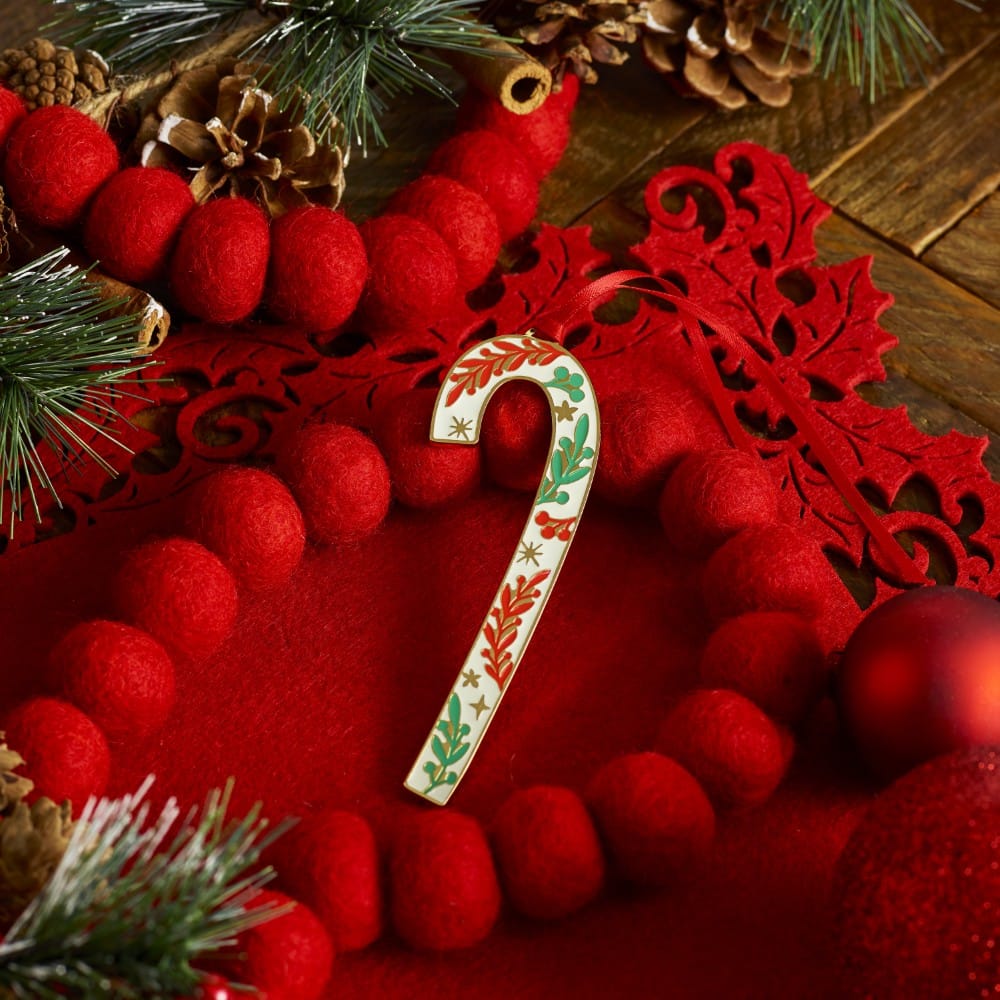 Wallace 2026 Gold Plated Enameled Candy Cane Ornament 46th Edition