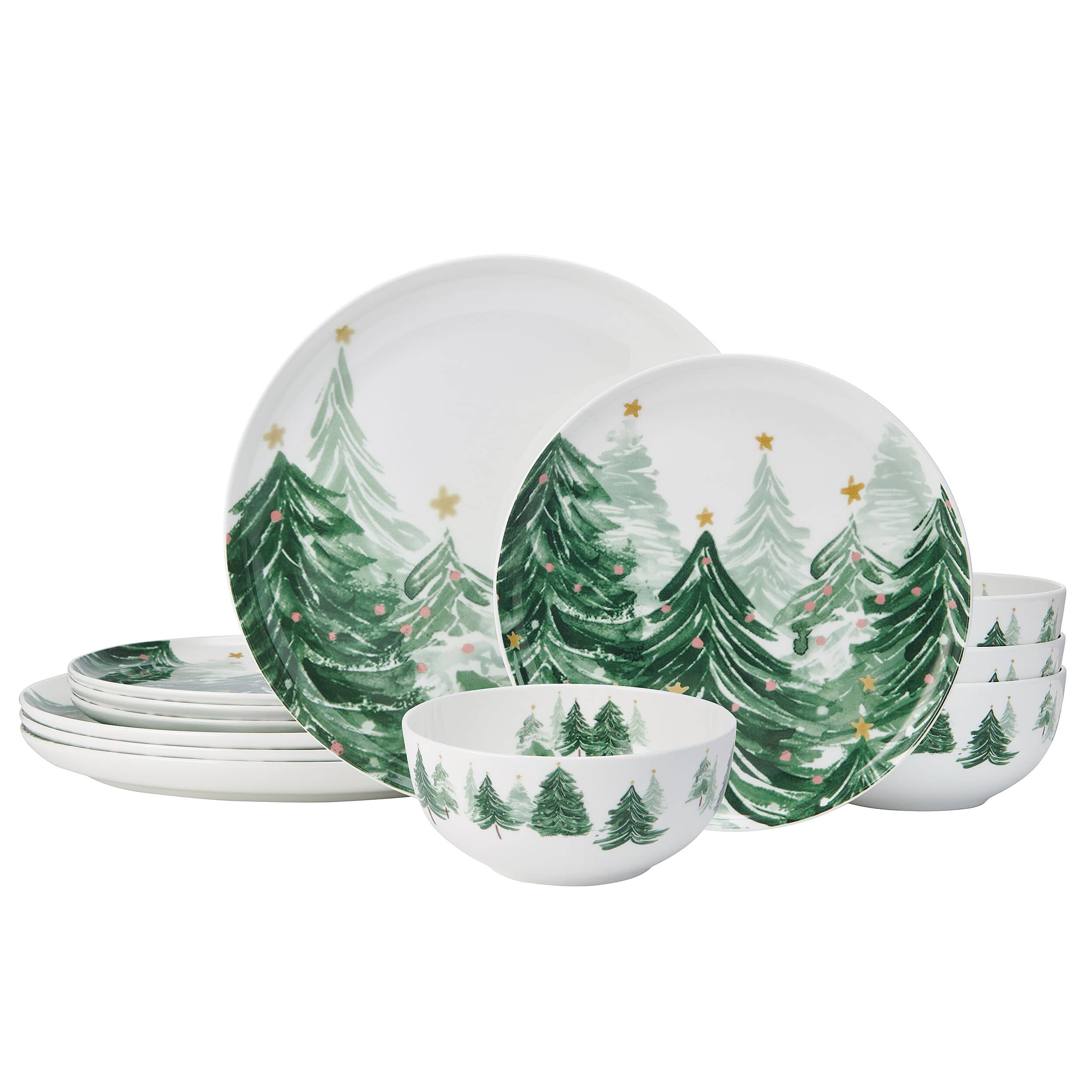 Yuletide Forest 12 Piece Dinnerware Set, Service for 4