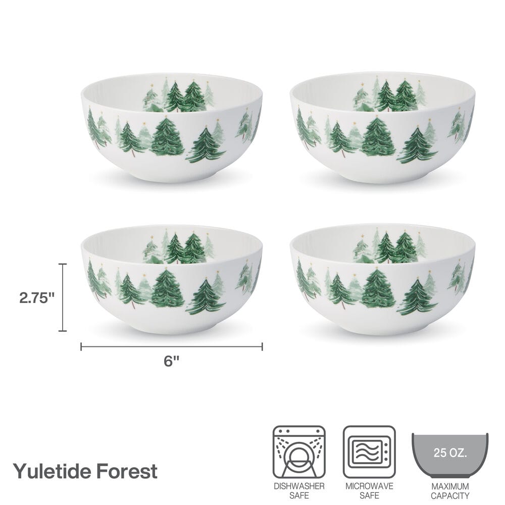 Yuletide Forest Set of 4 Soup Cereal Bowls