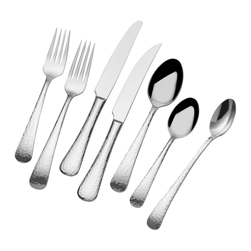 Hammered Opulent 112 Piece Flatware Set, Service for 12