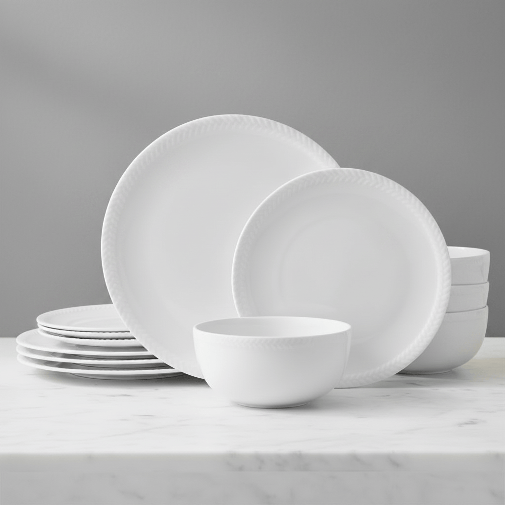 Embossed Rope 12 Piece Dinnerware Set, Service for 4