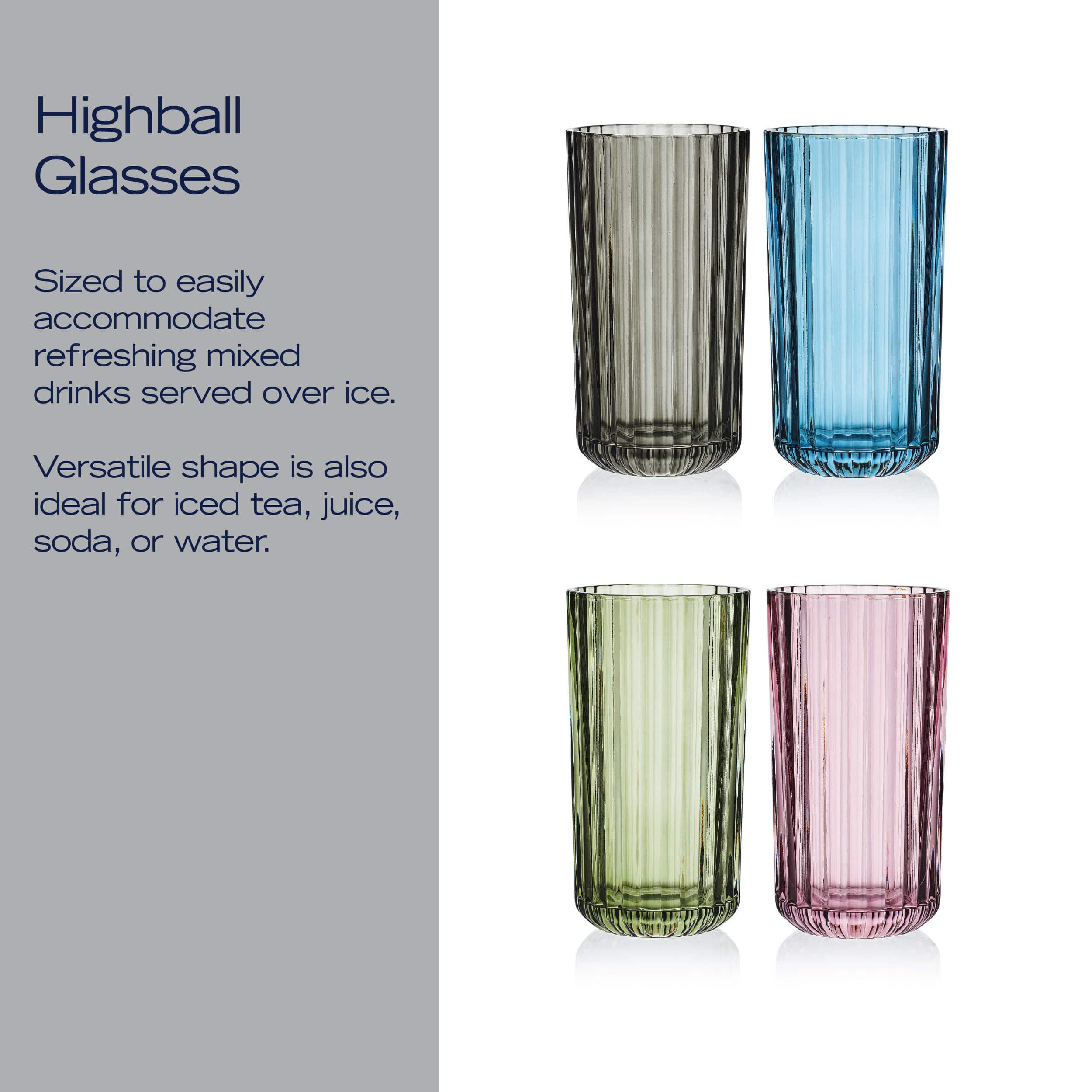 Jasper Colored  Set of 4 Highball Glasses