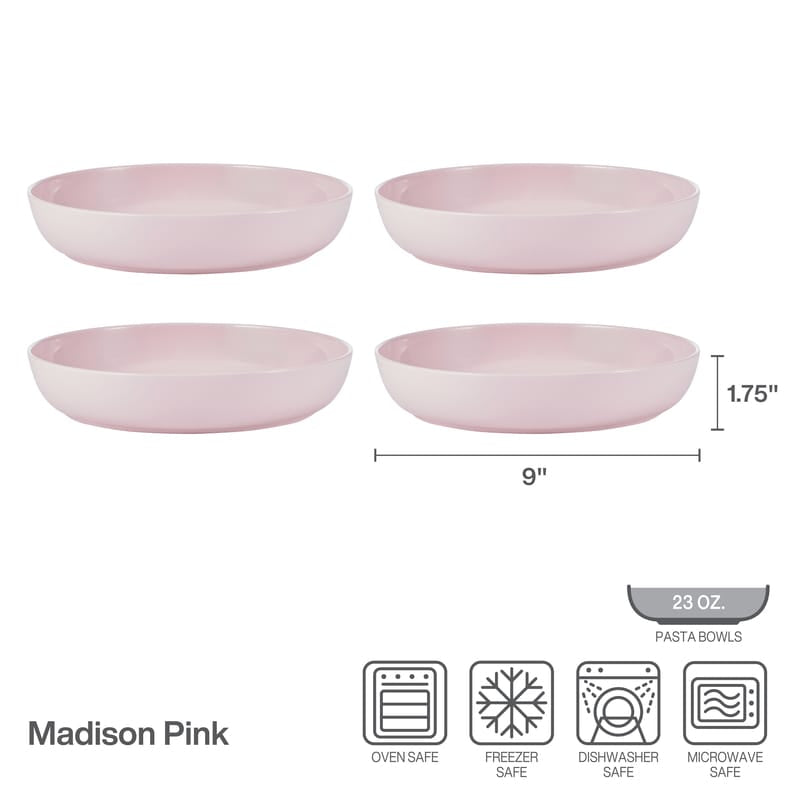Madison Pink Set of 4 Pasta Bowls
